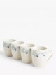 Floral Print Porcelain Mug, Set of 4, 350ml, Blue