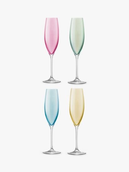 Champagne Flutes, Set of 4, 225ml, Assorted